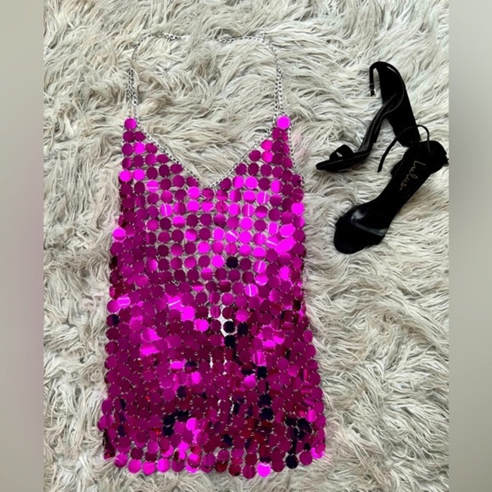 Fuchsia disco coin dress SIZE M/L
